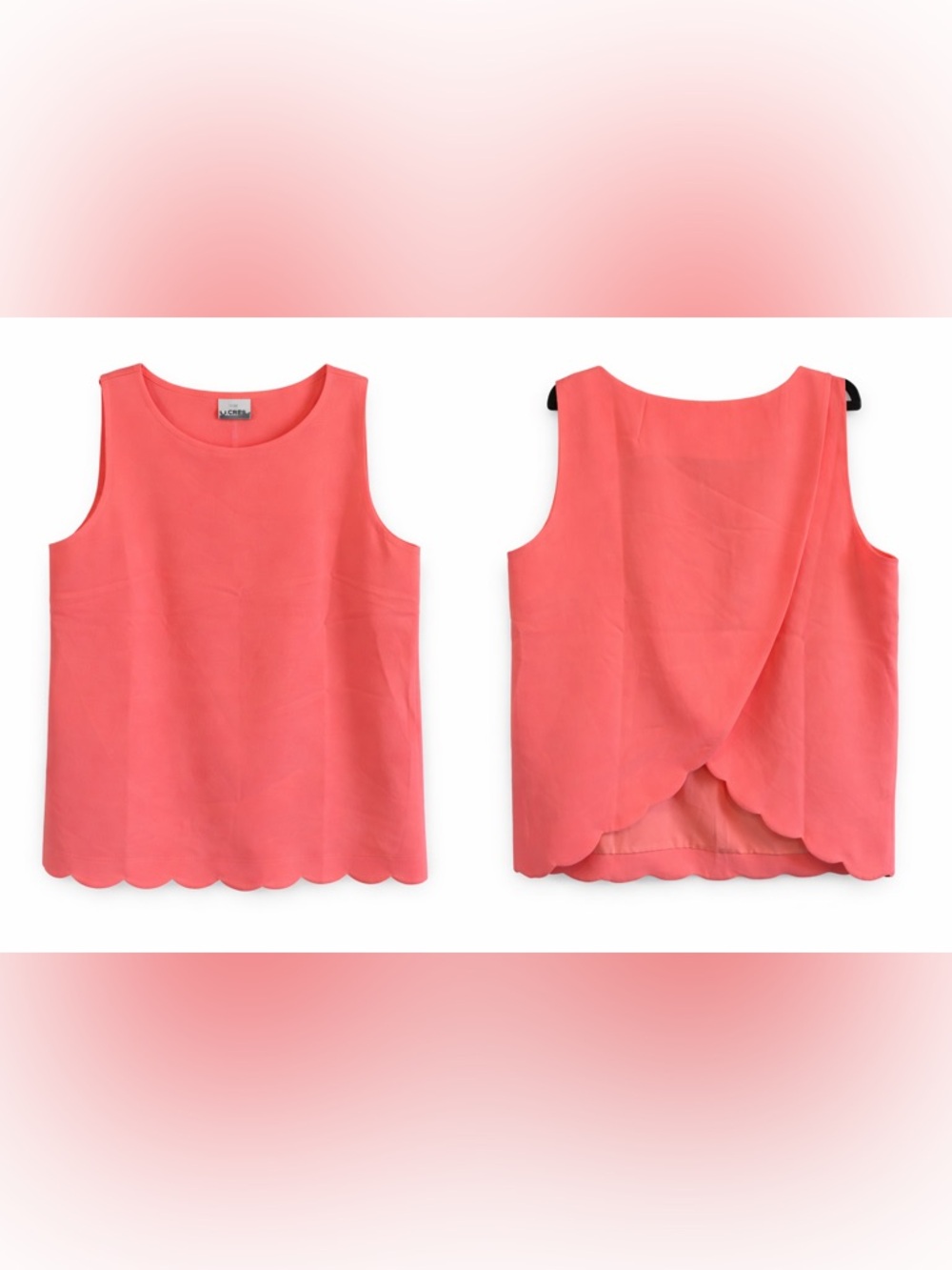 J.Crew NWT Coral Scallop Hem Tulip Back Sleeveless Blouse Tank Top Small